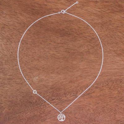 Alternate image for Rose Gold Accented Tree Pendant Necklace from Thailand Tree Corona