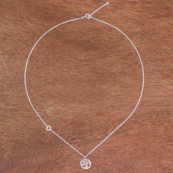 Alternate image for Rose Gold Accented Tree Pendant Necklace from Thailand Tree Corona