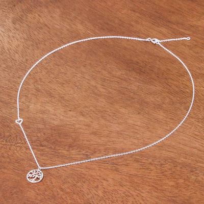 Alternate image for Rose Gold Accented Tree Pendant Necklace from Thailand Tree Corona