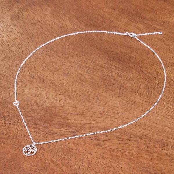 Alternate image for Rose Gold Accented Tree Pendant Necklace from Thailand Tree Corona