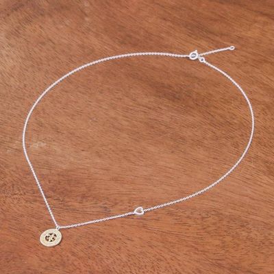 Alternate image for Gold Accented Sterling Silver Fleur-De-Lis Necklace Lovely Fleur-De-Lis