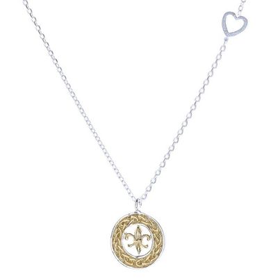 Alternate image for Gold Accented Sterling Silver Fleur-De-Lis Necklace Lovely Fleur-De-Lis