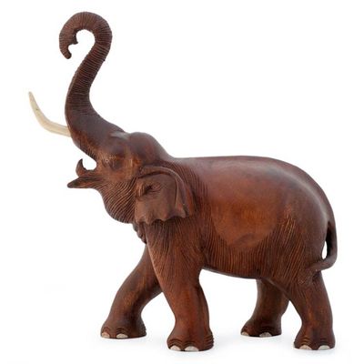 Alternate image for Handcrafted Wood Sculpture Elephant Joy