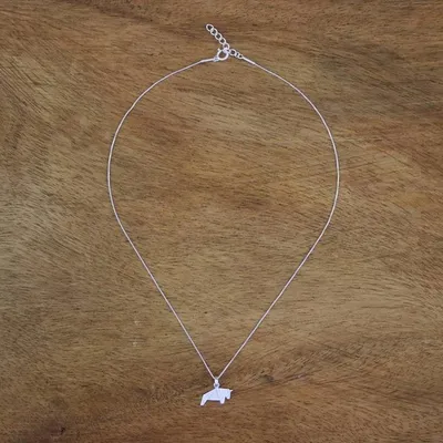 Alternate image for Bull Necklace Hand Crafted in Brushed Sterling Silver Origami Bull