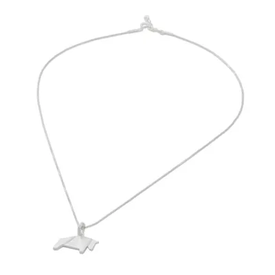 Alternate image for Bull Necklace Hand Crafted in Brushed Sterling Silver Origami Bull