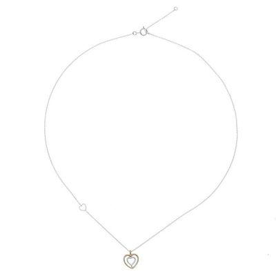 Alternate image for Heart-Shaped Gold Accented Sterling Silver Pendant Necklace Lovely Heart