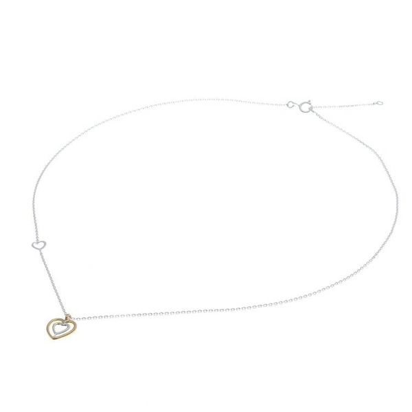Alternate image for Heart-Shaped Gold Accented Sterling Silver Pendant Necklace Lovely Heart