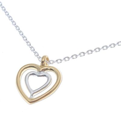 Alternate image for Heart-Shaped Gold Accented Sterling Silver Pendant Necklace Lovely Heart
