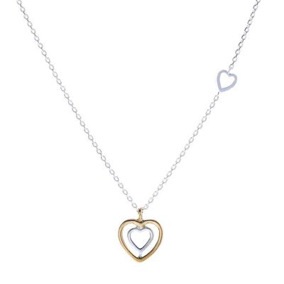 Alternate image for Heart-Shaped Gold Accented Sterling Silver Pendant Necklace Lovely Heart