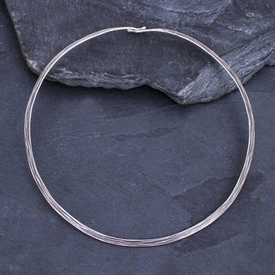 Alternate image for Hand Crafted Sterling Silver Choker from Thailand Clear Mind