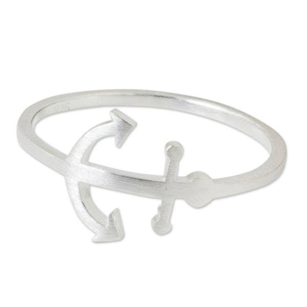 Alternate image for Thai Artisan Jewelry Sterling Silver Anchor Ring Anchor of Hope