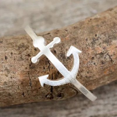 Alternate image for Thai Artisan Jewelry Sterling Silver Anchor Ring Anchor of Hope