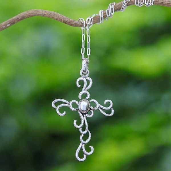 Alternate image for Sterling Silver Cross Necklace Gothic Lace