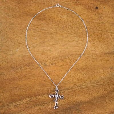 Alternate image for Sterling Silver Cross Necklace Gothic Lace