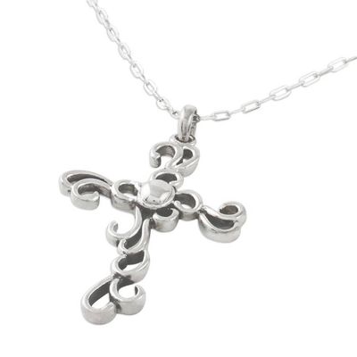 Alternate image for Sterling Silver Cross Necklace Gothic Lace