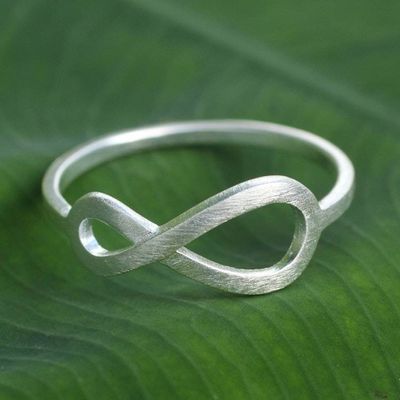 Primary image for Womens Brushed Sterling Silver Infinity Symbol Ring Into Infinity