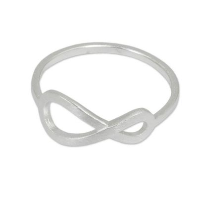Alternate image for Womens Brushed Sterling Silver Infinity Symbol Ring Into Infinity