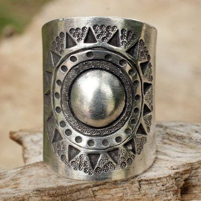 Primary image for Handmade Sterling Silver Wrap Ring Hill Tribe Sun