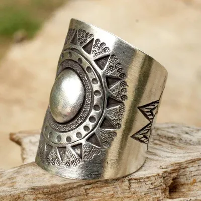 Alternate image for Handmade Sterling Silver Wrap Ring Hill Tribe Sun