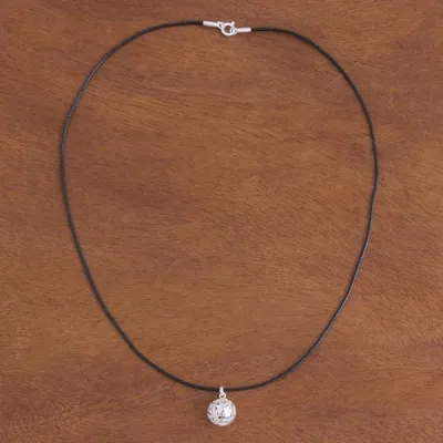 Alternate image for Waxed Nylon Cord Necklace with Sterling Silver Dove Pendant Peaceful Globe