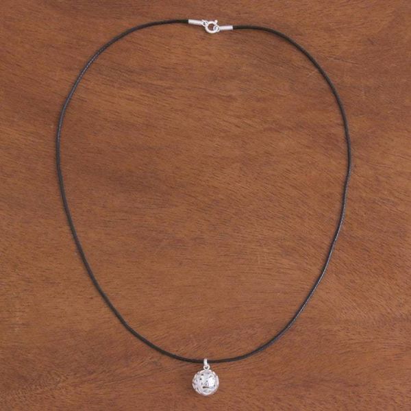 Alternate image for Waxed Nylon Cord Necklace with Sterling Silver Dove Pendant Peaceful Globe