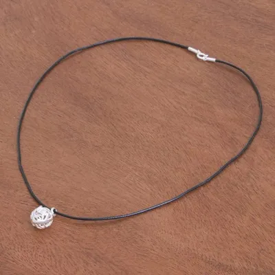 Alternate image for Waxed Nylon Cord Necklace with Sterling Silver Dove Pendant Peaceful Globe