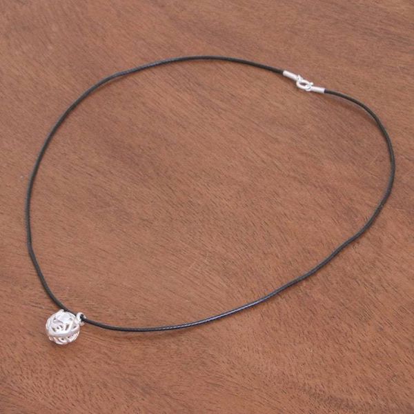 Alternate image for Waxed Nylon Cord Necklace with Sterling Silver Dove Pendant Peaceful Globe