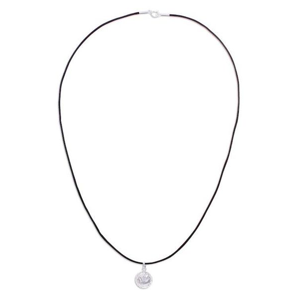 Alternate image for Waxed Nylon Cord Necklace with Sterling Silver Dove Pendant Peaceful Globe