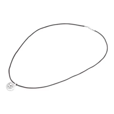 Alternate image for Waxed Nylon Cord Necklace with Sterling Silver Dove Pendant Peaceful Globe