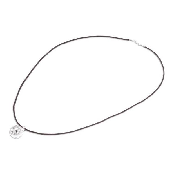 Alternate image for Waxed Nylon Cord Necklace with Sterling Silver Dove Pendant Peaceful Globe