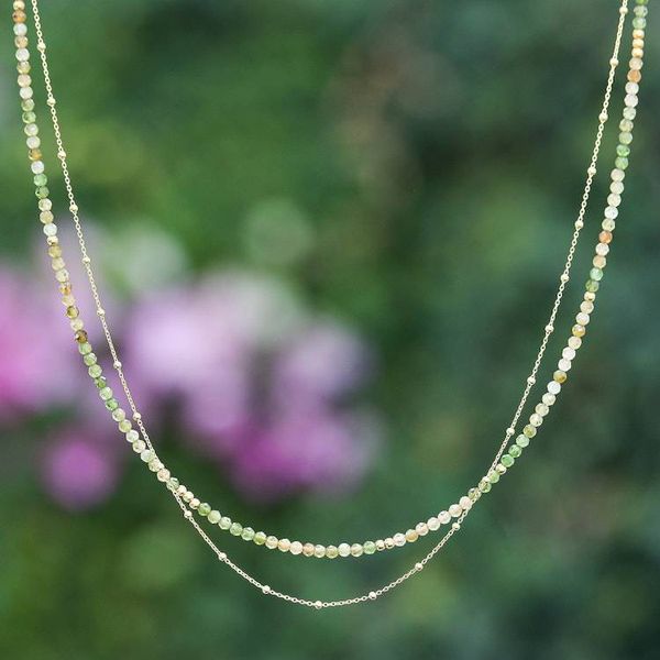 Alternate image for 8-Carat Green Tourmaline Strand Necklace with Golden Plating Creativity Reflections
