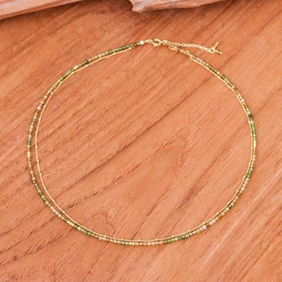 Alternate image for 8-Carat Green Tourmaline Strand Necklace with Golden Plating Creativity Reflections