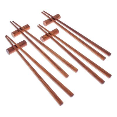 Alternate image for Teak Chopstick Set of 4 with Rests Smooth Meal