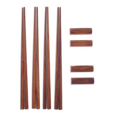 Alternate image for Teak Chopstick Set of 4 with Rests Smooth Meal