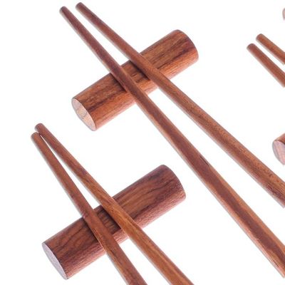 Alternate image for Teak Chopstick Set of 4 with Rests Smooth Meal