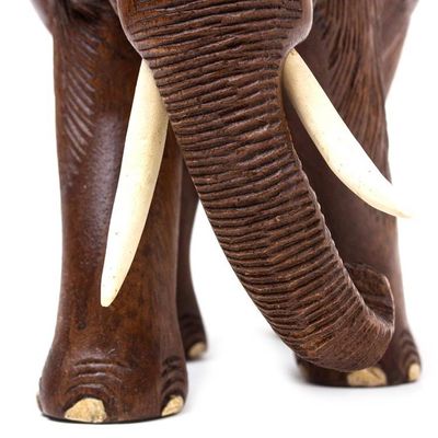 Alternate image for Hand Made Wood Elephant Sculpture from Thailand Relaxed Elephant