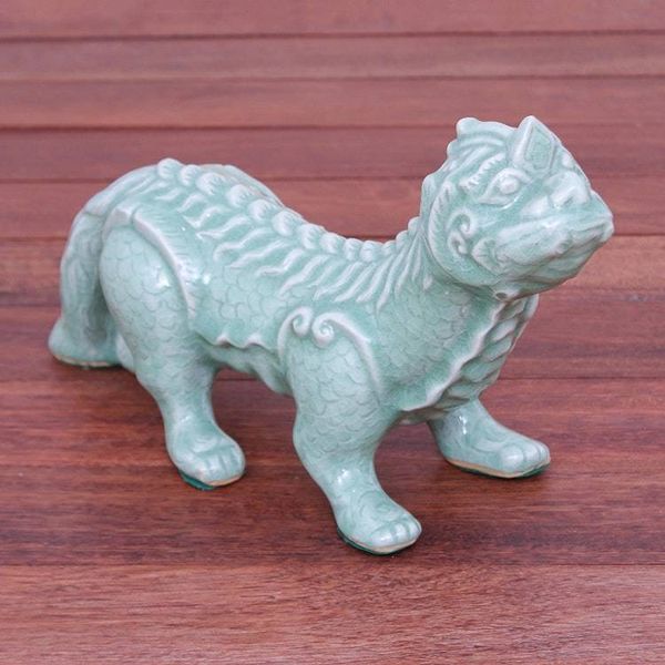 Alternate image for Handmade Celadon Ceramic Mythical Sculpture Mythical Mom