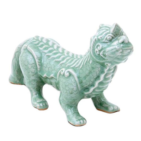Alternate image for Handmade Celadon Ceramic Mythical Sculpture Mythical Mom