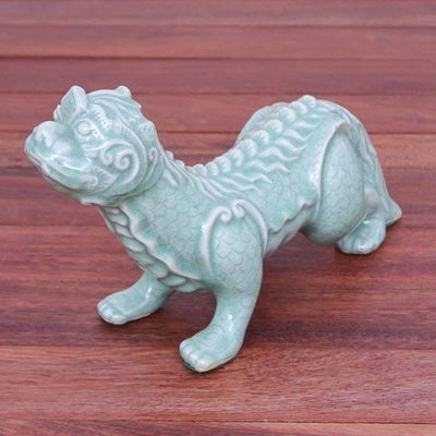 Alternate image for Handmade Celadon Ceramic Mythical Sculpture Mythical Mom