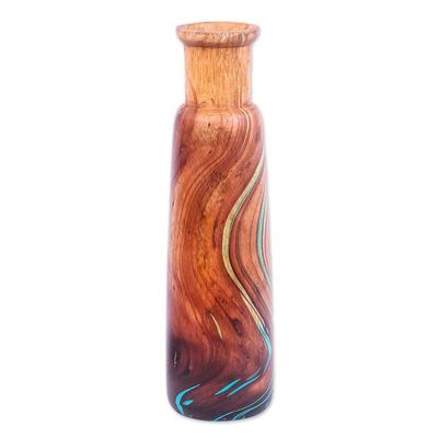 Alternate image for Multicolored Wood Decorative Vase Handcrafted in Thailand Latte Brown