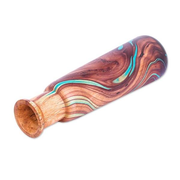 Alternate image for Multicolored Wood Decorative Vase Handcrafted in Thailand Latte Brown