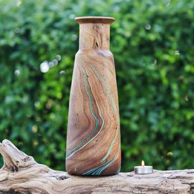 Alternate image for Multicolored Wood Decorative Vase Handcrafted in Thailand Latte Brown