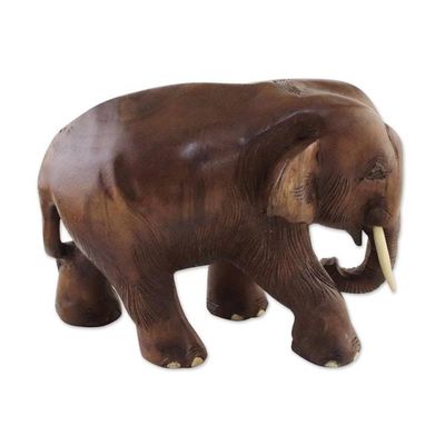 Alternate image for Handmade Teak Wood Elephant Sculpture from Thailand Nature Trip