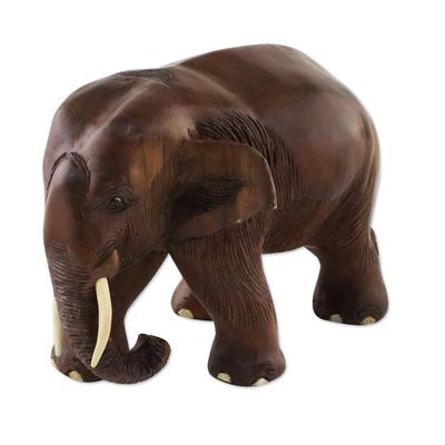 Alternate image for Handmade Teak Wood Elephant Sculpture from Thailand Nature Trip