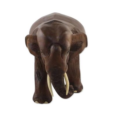 Alternate image for Handmade Teak Wood Elephant Sculpture from Thailand Nature Trip