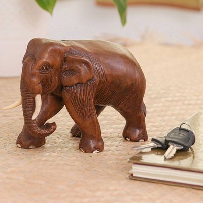 Alternate image for Handmade Teak Wood Elephant Sculpture from Thailand Nature Trip