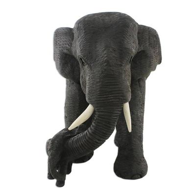 Alternate image for Elephant Mother and Child Hand Carved Teak Figurine Elephant Mother