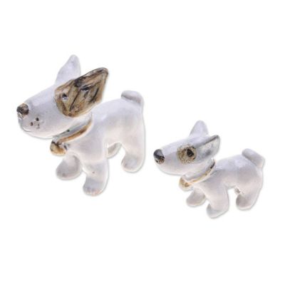 Alternate image for Dog-Themed 2-Piece Hand-Painted Ivory Ceramic Statuette Set Canine Force