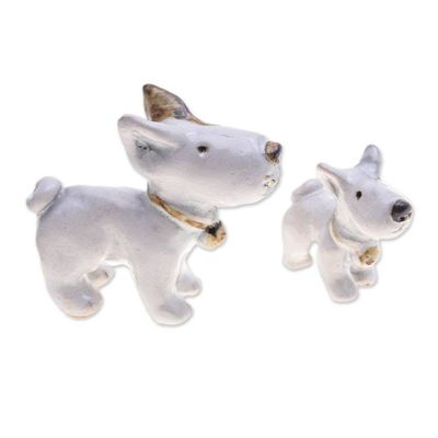 Alternate image for Dog-Themed 2-Piece Hand-Painted Ivory Ceramic Statuette Set Canine Force