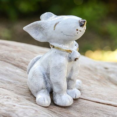 Alternate image for Inspirational Painted Bull Terrier Puppy Ceramic Statuette Proud Paws